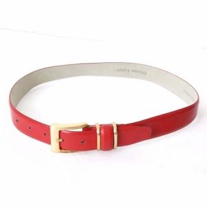 Vintage Etienne Aigner Red Waist Belt Gold Buckle